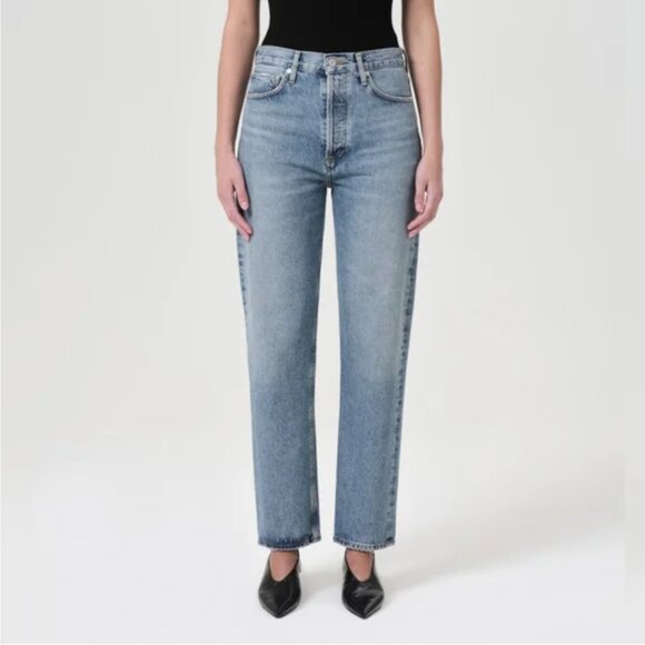 Agolde 90's Pinch Waist High Rise Straight Jeans Navigate Medium Wash Size 30 - Picture 1 of 15